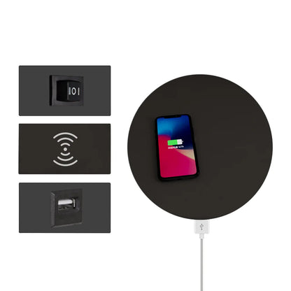 Modern Floor Lamp End Table with Glass Shade, Wireless Charger & USB Port - Homary