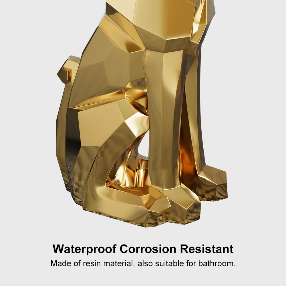 Modern Gold Resin Dog Sculpture Cute End Side Table with Metal Storage Tray Tissue Box - 