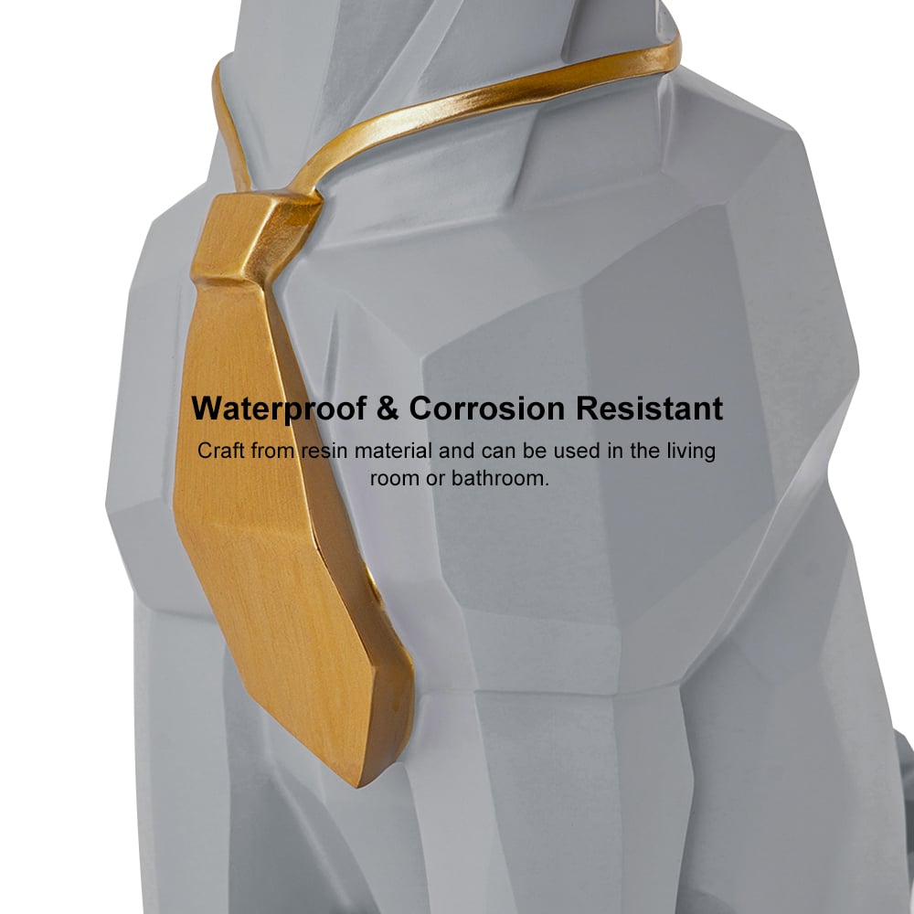 Modern Gray Sculpture Side Table with Tray Shelves Cute Grayhound End Table in Resin - 