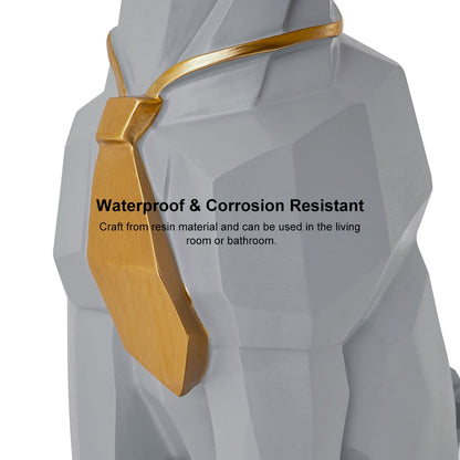 Modern Gray Sculpture Side Table with Tray Shelves Cute Grayhound End Table in Resin - 