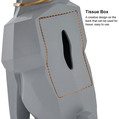 Modern Gray Sculpture Side Table with Tray Shelves Cute Grayhound End Table in Resin - 