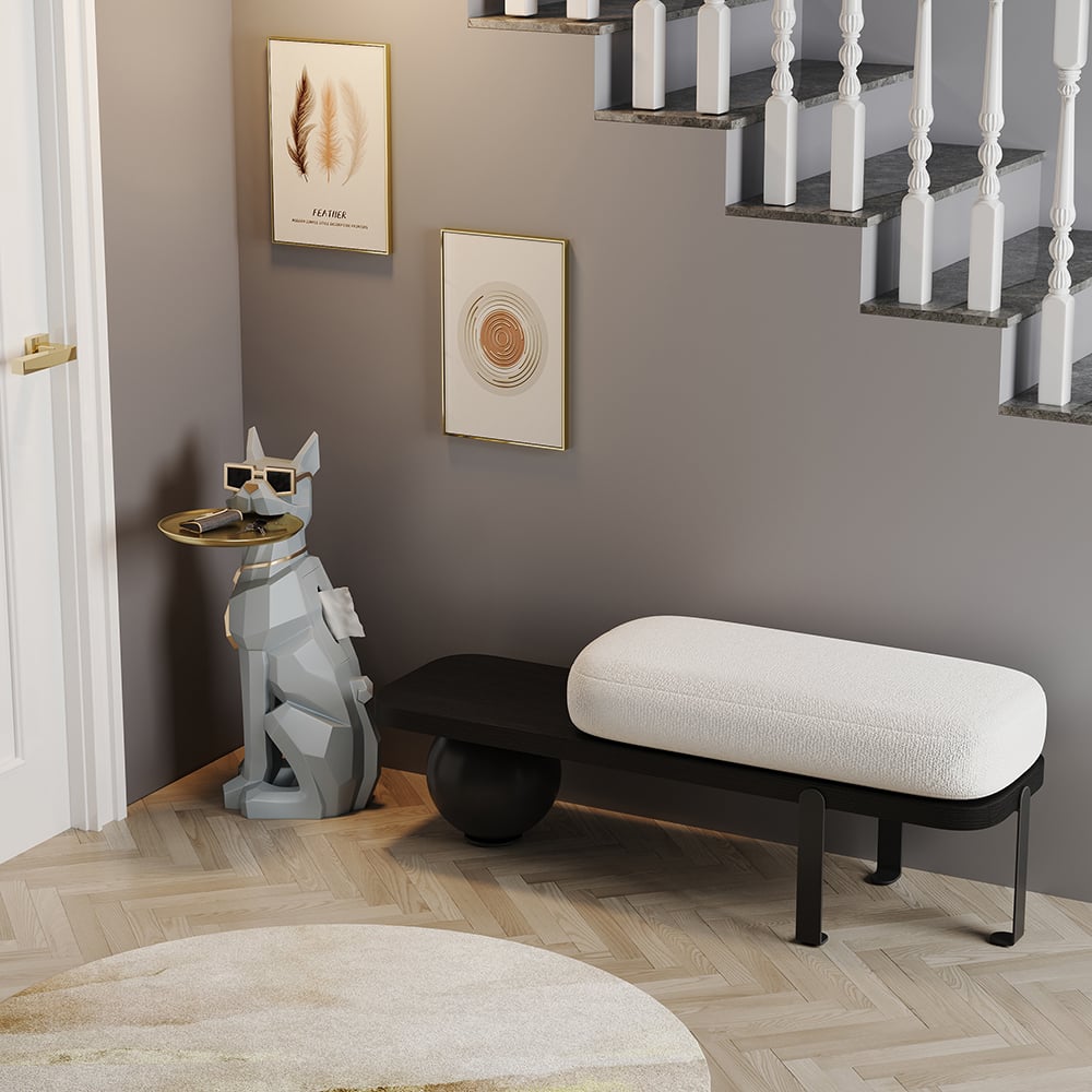 Modern Gray Sculpture Side Table with Tray Shelves Cute Grayhound End Table in Resin - 