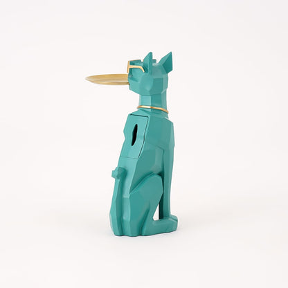 Modern Green Sculpture Side Table Tray End Table with Tissue Storage - 