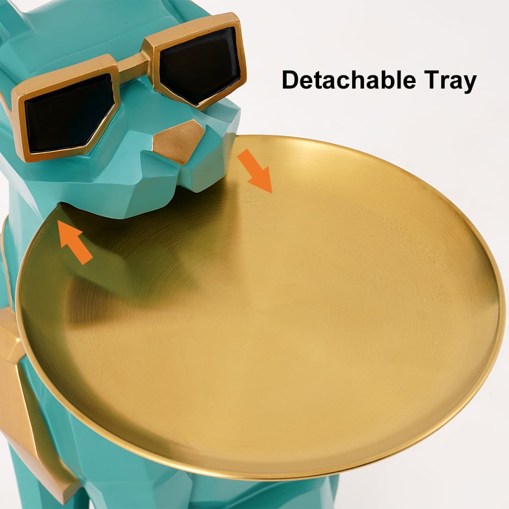 Modern Green Sculpture Side Table Tray End Table with Tissue Storage - 