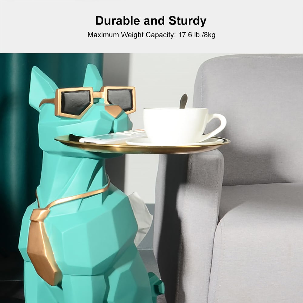 Modern Green Sculpture Side Table Tray End Table with Tissue Storage - 