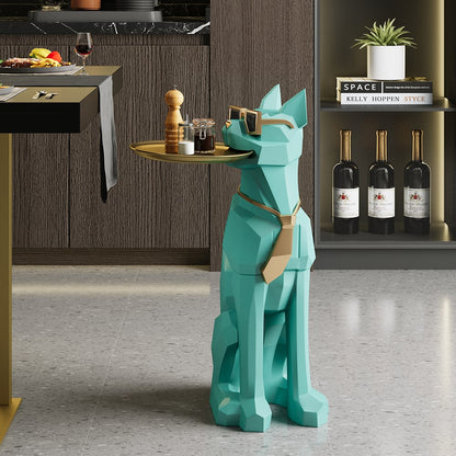 Modern Green Sculpture Side Table Tray End Table with Tissue Storage - 