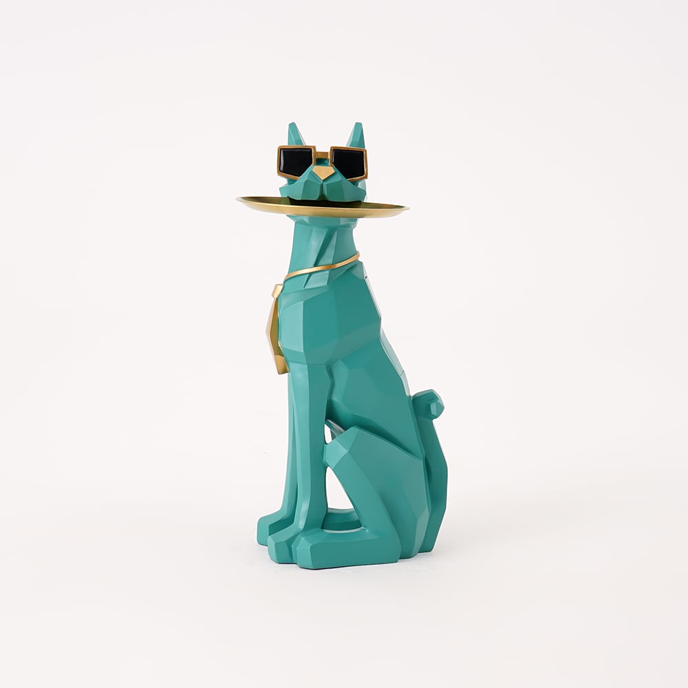 Modern Green Sculpture Side Table Tray End Table with Tissue Storage - 