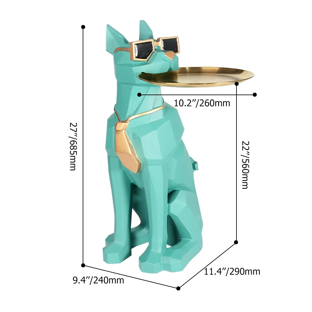 Modern Green Sculpture Side Table Tray End Table with Tissue Storage - 