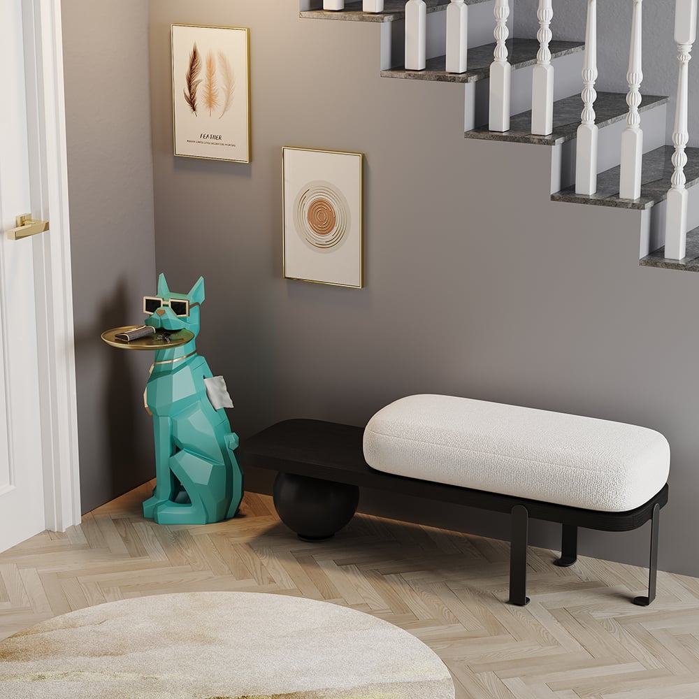 Modern Green Sculpture Side Table Tray End Table with Tissue Storage - 