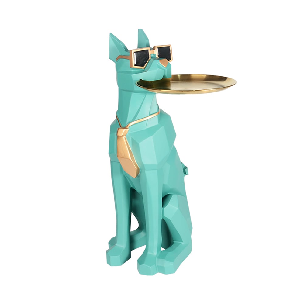 Modern Green Sculpture Side Table Tray End Table with Tissue Storage - 