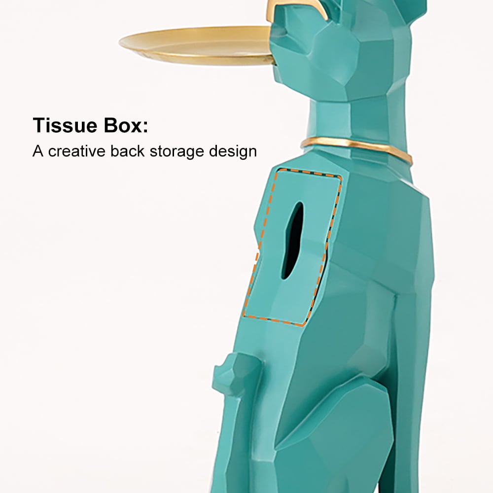 Modern Green Sculpture Side Table Tray End Table with Tissue Storage - Homary