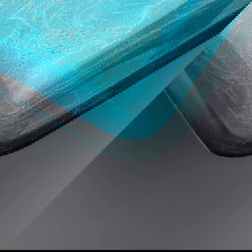 Modern Greenish-Blue Rectangular Countertop Tempered Glass Bathroom Wash Basin - 