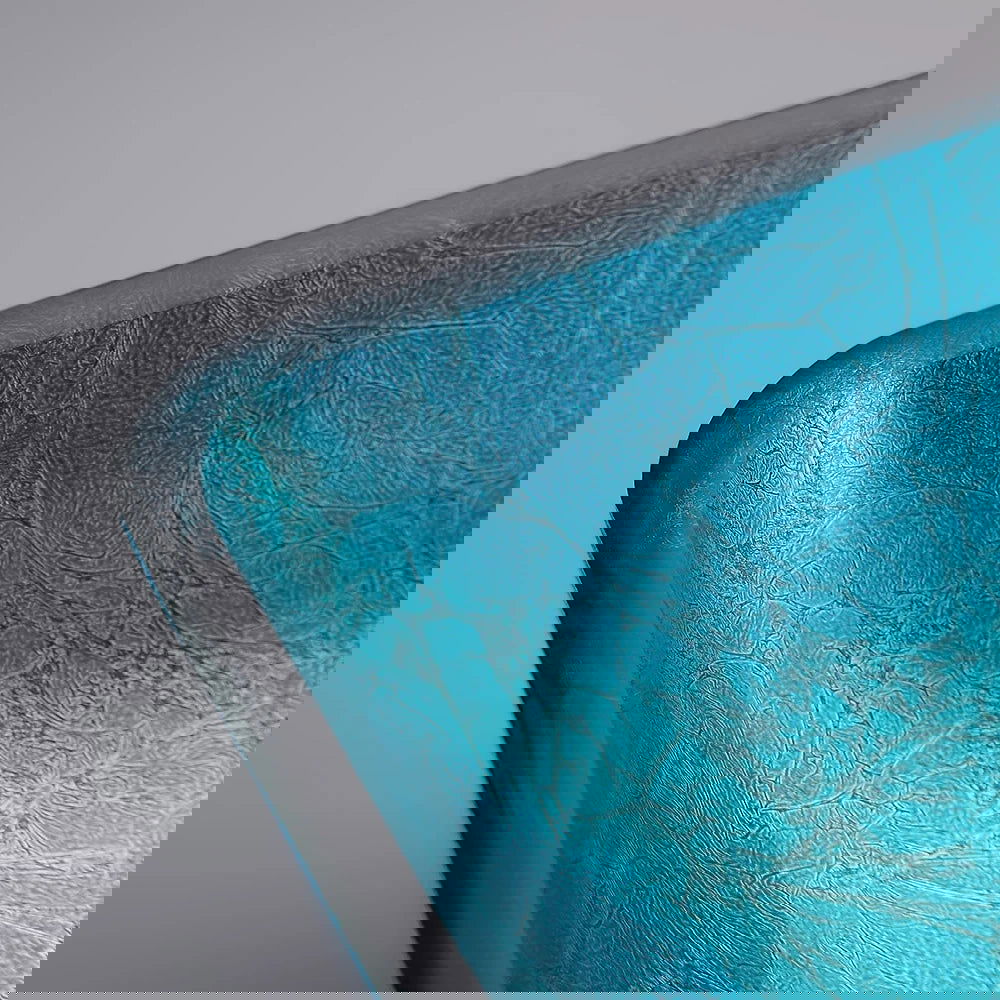 Modern Greenish-Blue Rectangular Countertop Tempered Glass Bathroom Wash Basin - 