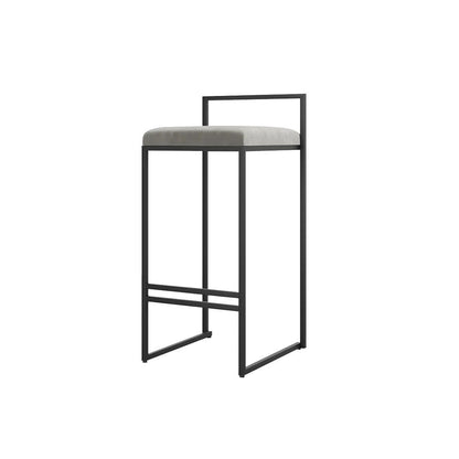 Modern Grey Counter Stool Set of 2 with Velvet Upholstery & Back & Footrest - 