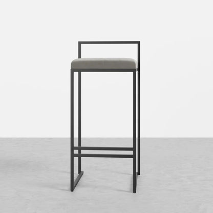 Modern Grey Counter Stool Set of 2 with Velvet Upholstery & Back & Footrest - 