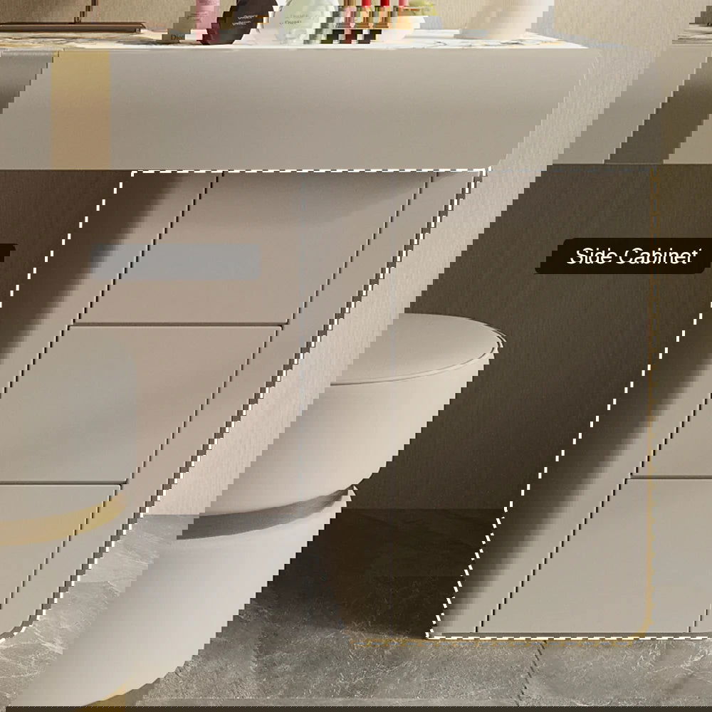 Modern Grey Makeup Vanity Set with Side Cabinet Dressing Table with Mirror & Stool - 