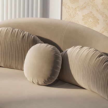 Modern Khaki 4 Pieces Curved Sectional Modular Sofa Velvet Upholstered with Ottoman - 
