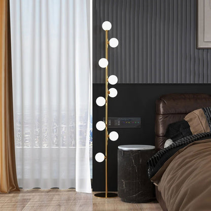 Modern LED Gold 9-Light Tree Floor Lamp White Glass Globe - 