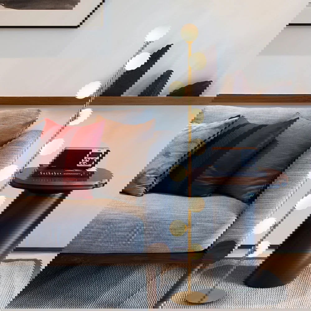 Modern LED Gold 9-Light Tree Floor Lamp White Glass Globe - 