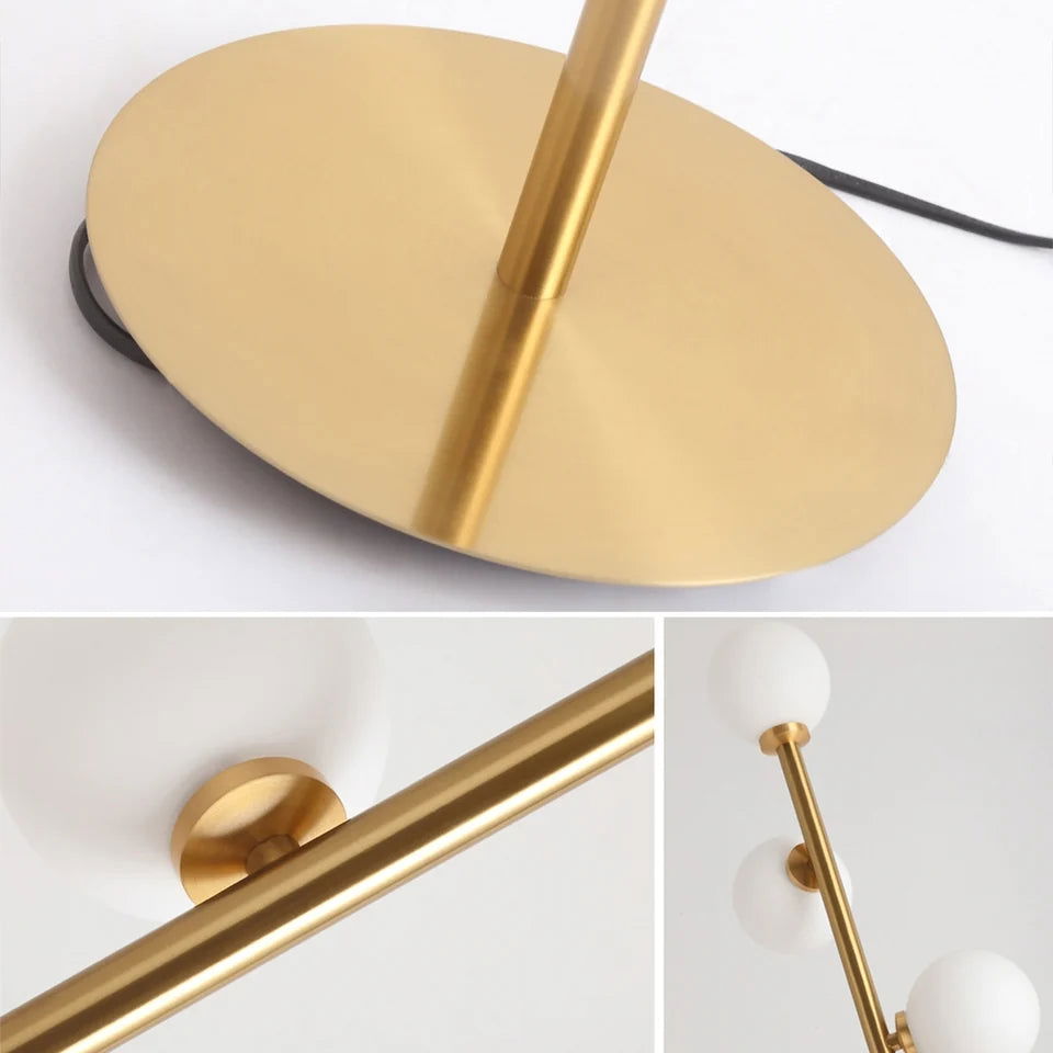 Modern LED Gold 9-Light Tree Floor Lamp White Glass Globe - 