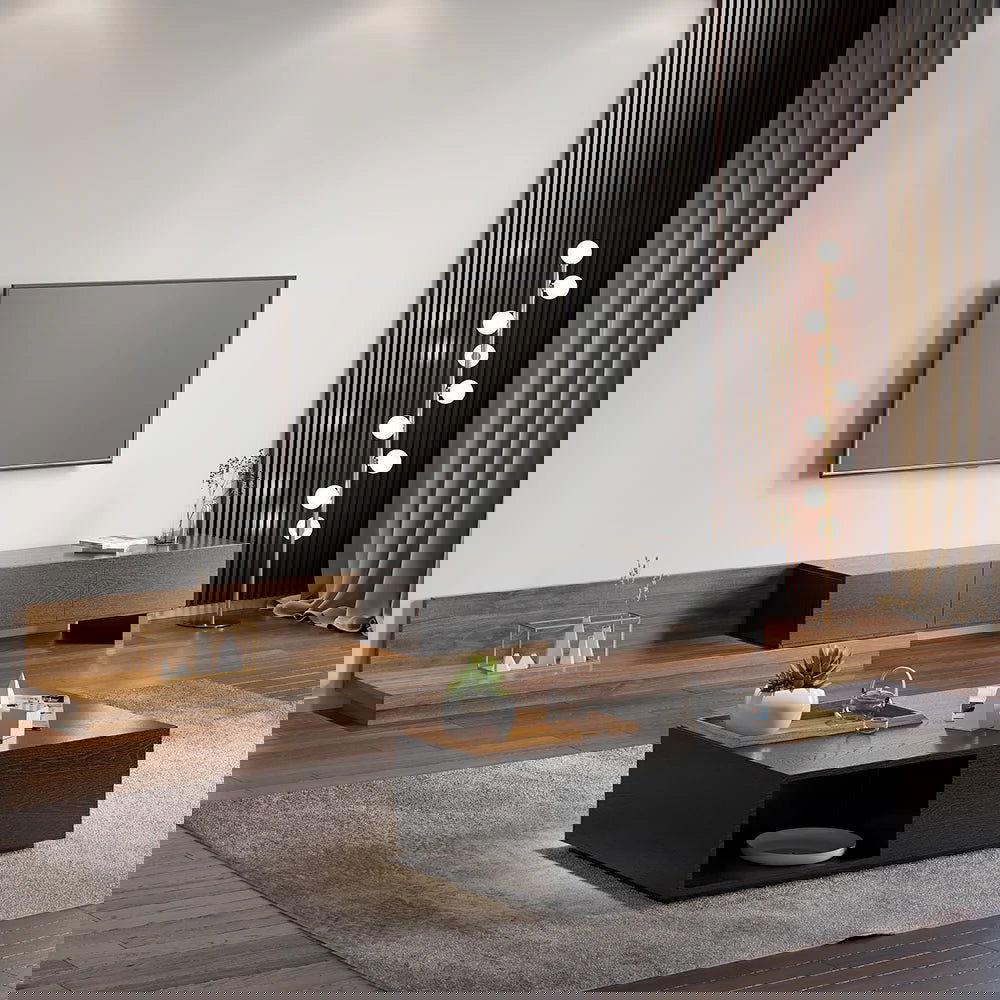 Modern LED Gold 9-Light Tree Floor Lamp White Glass Globe - 