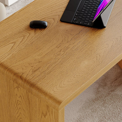 Modern L Shaped Desk in Natural & White with Cabinet & 2 Drawers Executive Office Desk - 