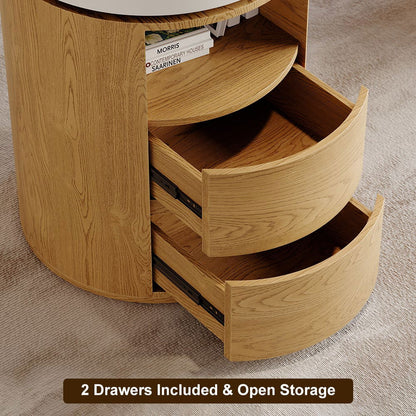 Modern L Shaped Desk in Natural & White with Cabinet & 2 Drawers Executive Office Desk - 