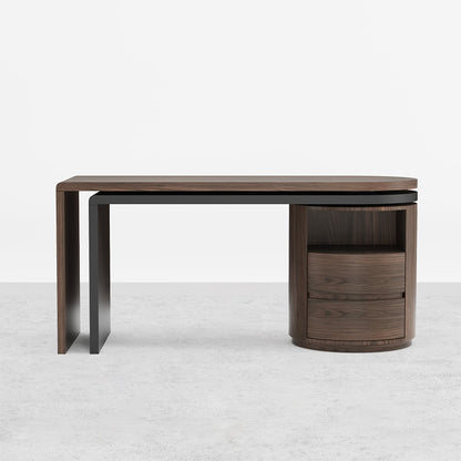 Modern L Shaped Desk in Walnut with 1 Cabinet & 2 Drawers 1520mm Executive Office Desk - 