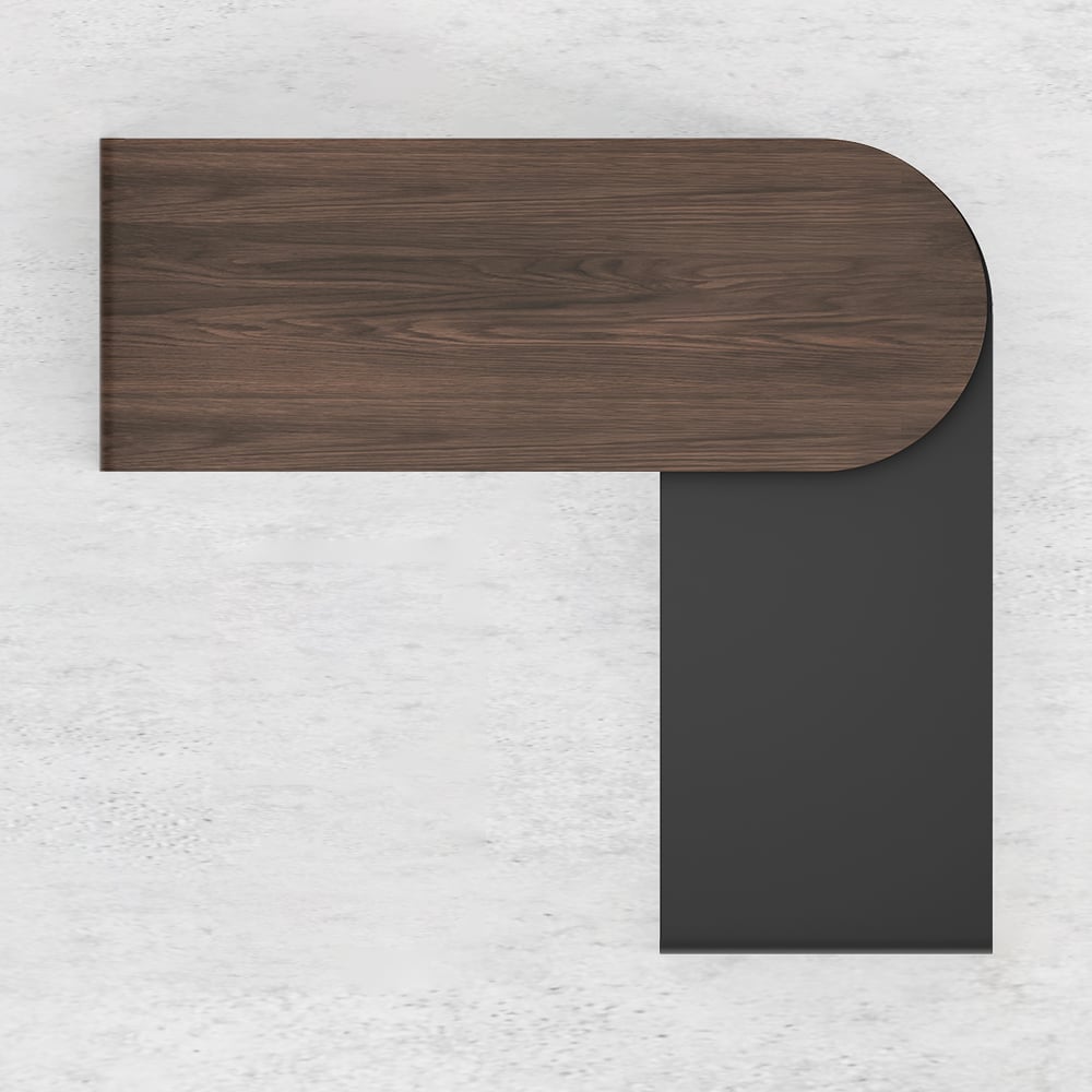 Modern L Shaped Desk in Walnut with 1 Cabinet & 2 Drawers 1520mm Executive Office Desk - 