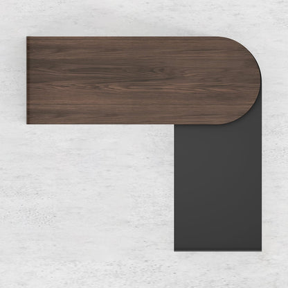 Modern L Shaped Desk in Walnut with 1 Cabinet & 2 Drawers 1520mm Executive Office Desk - 