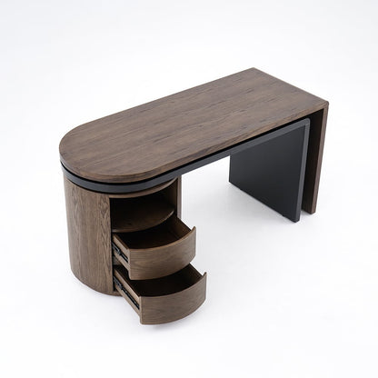 Modern L Shaped Desk in Walnut with 1 Cabinet & 2 Drawers 1520mm Executive Office Desk - 