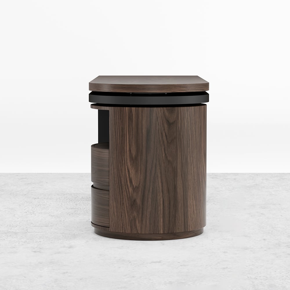 Modern L Shaped Desk in Walnut with 1 Cabinet & 2 Drawers 1520mm Executive Office Desk - 