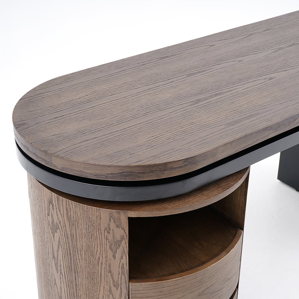 Modern L Shaped Desk in Walnut with 1 Cabinet & 2 Drawers 1520mm Executive Office Desk - 