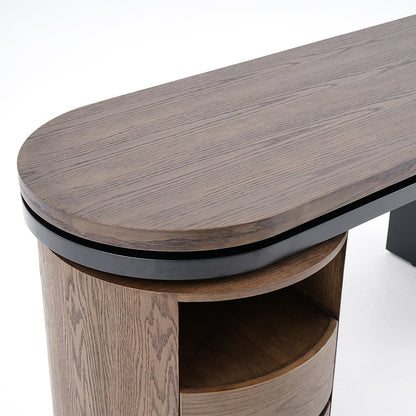 Modern L Shaped Desk in Walnut with 1 Cabinet & 2 Drawers 1520mm Executive Office Desk - 