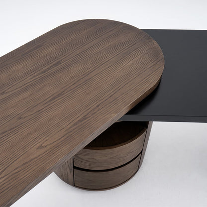 Modern L Shaped Desk in Walnut with 1 Cabinet & 2 Drawers 1520mm Executive Office Desk - 