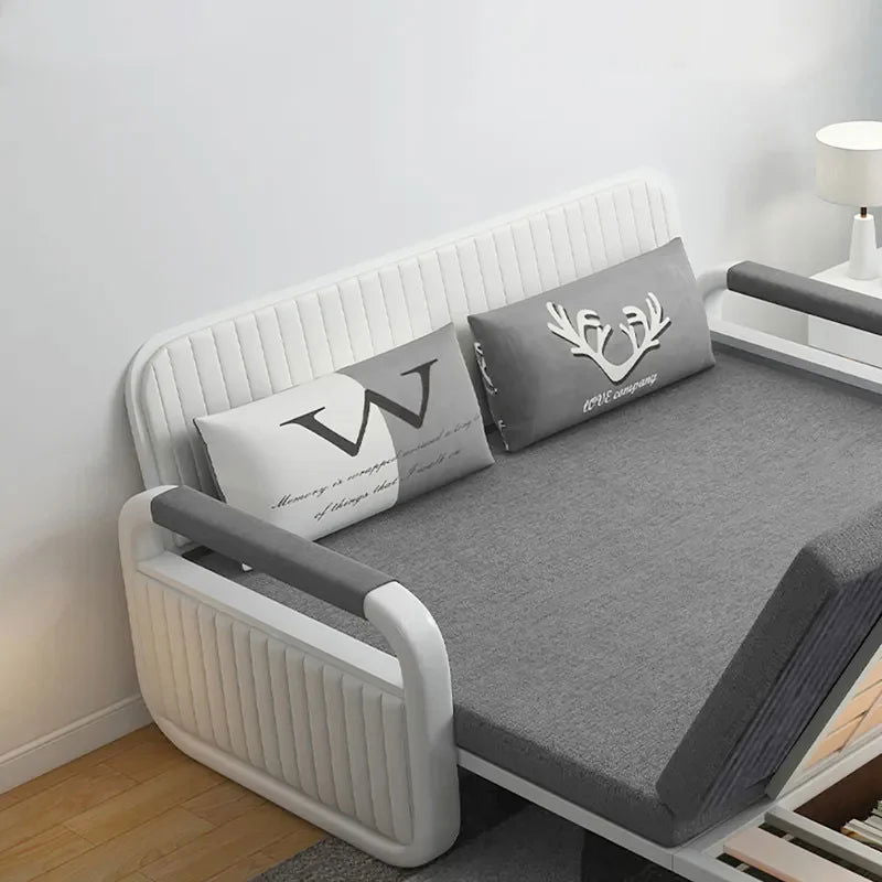 Modern Light Gray Convertible Sleeper Sofa Bed Cotton & Linen Upholstery with Storage - 