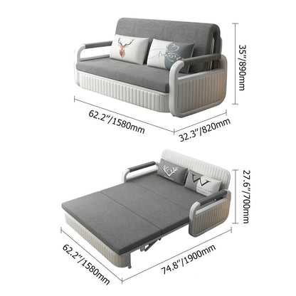 Modern Light Gray Convertible Sleeper Sofa Bed Cotton & Linen Upholstery with Storage - 