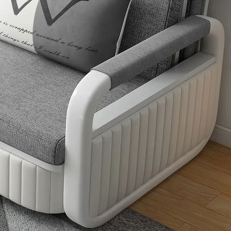Modern Light Gray Convertible Sleeper Sofa Bed Cotton & Linen Upholstery with Storage - 