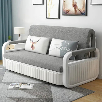 Modern Light Gray Convertible Sleeper Sofa Bed Cotton & Linen Upholstery with Storage - 