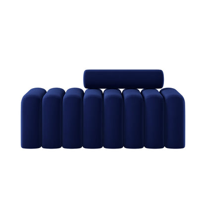Modern Line Tufted Bench Upholstered Bench with Round Back Blue - 