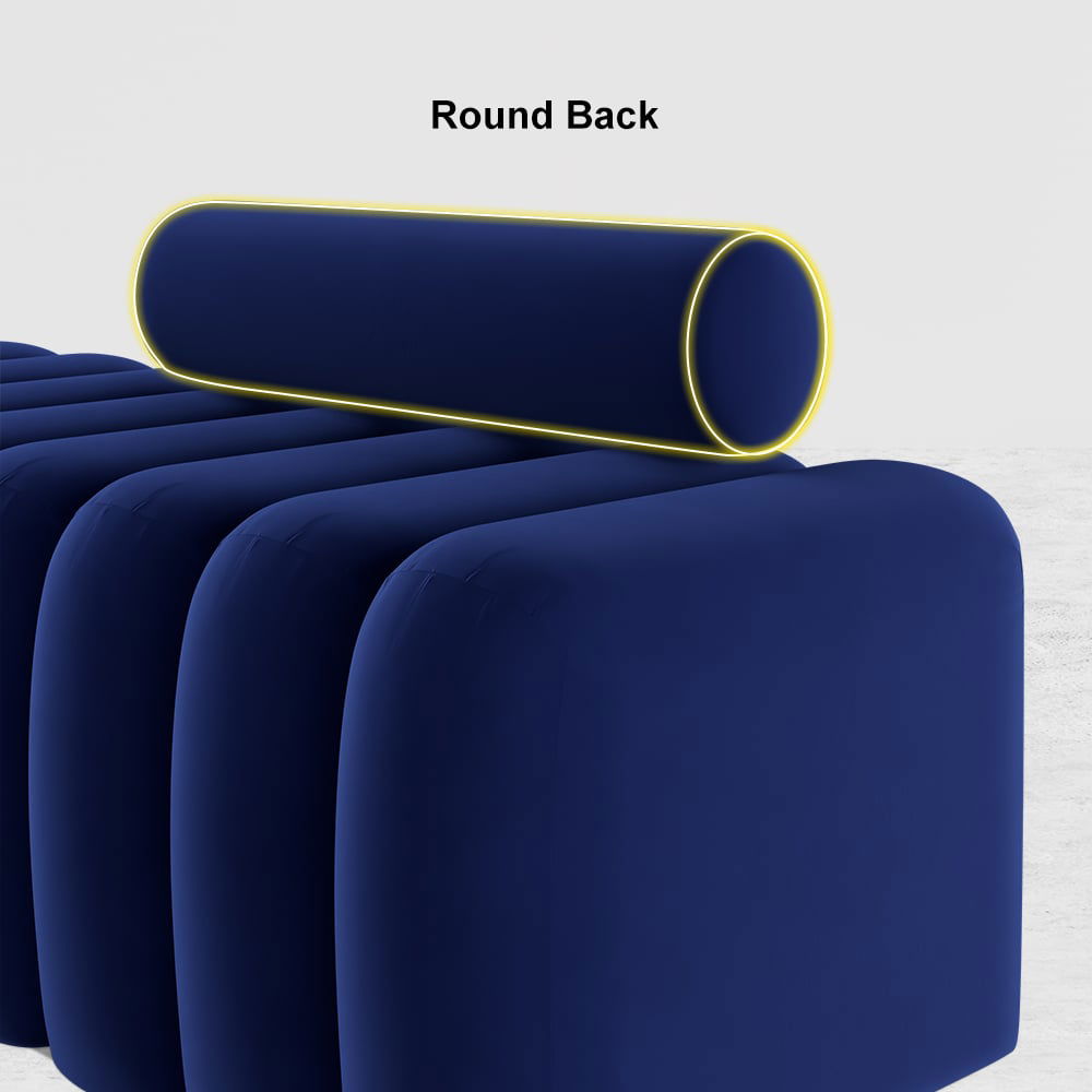 Modern Line Tufted Bench Upholstered Bench with Round Back Blue - 
