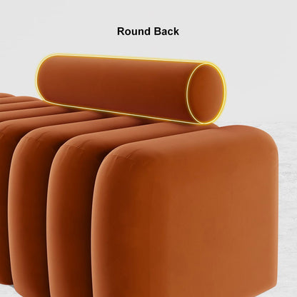 Modern Line Tufted Entryway Bench Upholstered Bench with Round Back Orange - 