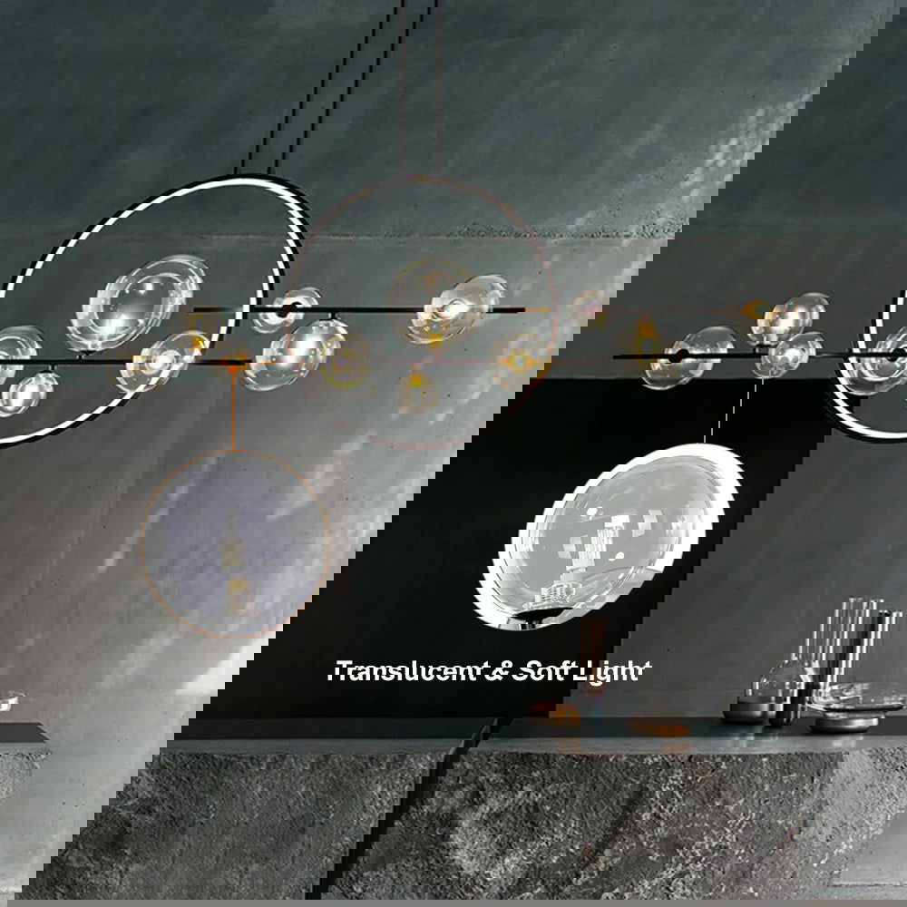 Modern Linear 10-Light Black Island Pendant Light for Kitchen & Dining Room - 