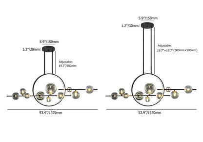 Modern Linear 10-Light Black Island Pendant Light for Kitchen & Dining Room - 