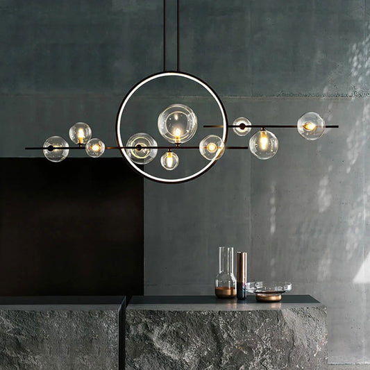 Modern Linear 10-Light Black Island Pendant Light for Kitchen & Dining Room - Homary