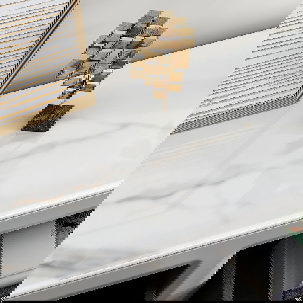 Modern Long Light Gray Faux Marble TV Stand with Storage Media Console for 2000mm TV - 