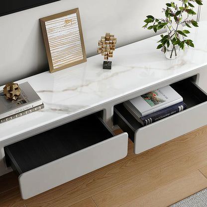 Modern Long Light Gray Faux Marble TV Stand with Storage Media Console for 2000mm TV - Approved By Design