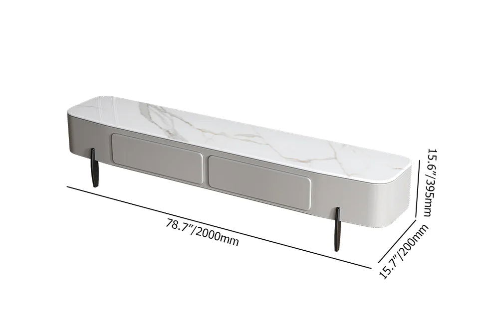 Modern Long Light Gray Faux Marble TV Stand with Storage Media Console for 2000mm TV - Approved By Design