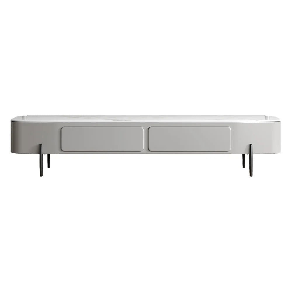 Modern Long Light Gray Faux Marble TV Stand with Storage Media Console for 2000mm TV - Approved By Design