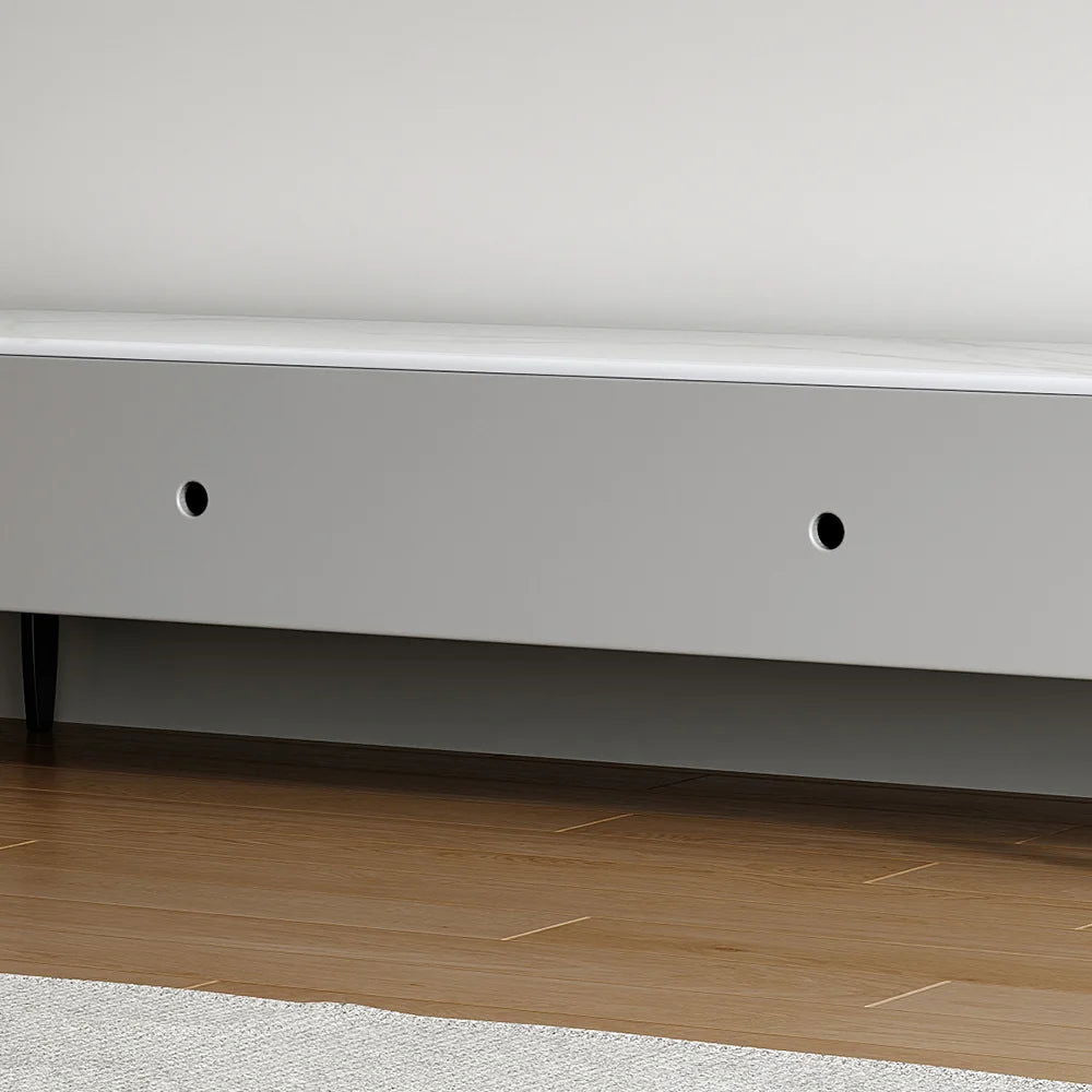 Modern Long Light Gray Faux Marble TV Stand with Storage Media Console for 2000mm TV - Approved By Design